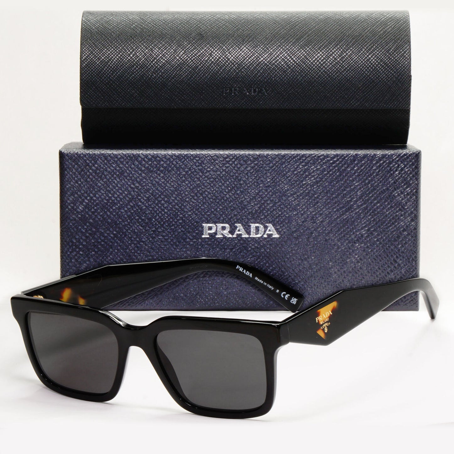 Prada Sunglasses Black Triangle Symbole Square PR10YV VPR 10Y 1AB-1O1 52mm