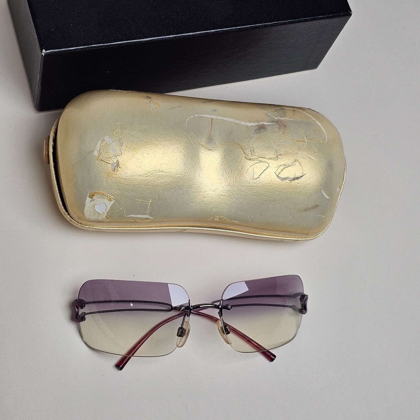 Chanel Sunglasses 2002 Vintage Grey Pale Violet Rimless 4068 c.228/8H 200225