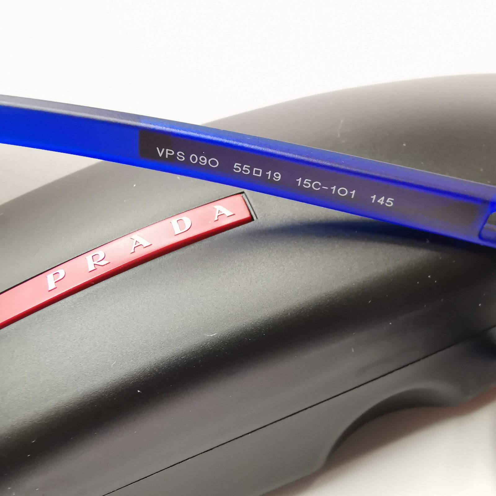 Prada Sunglasses Black Blue Square Rectangle PS09OV VPS 09O 15C-1O1 55mm 080623