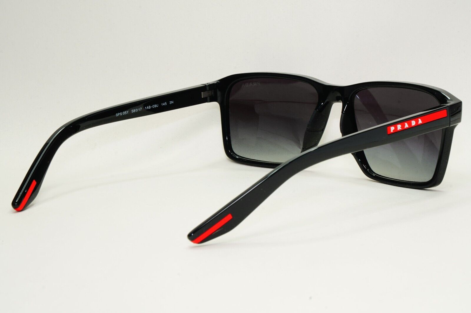 Prada Sunglasses Black Glossy Square Grey Gradient PS05YS SPS 05Y 1AB-09U 58mm