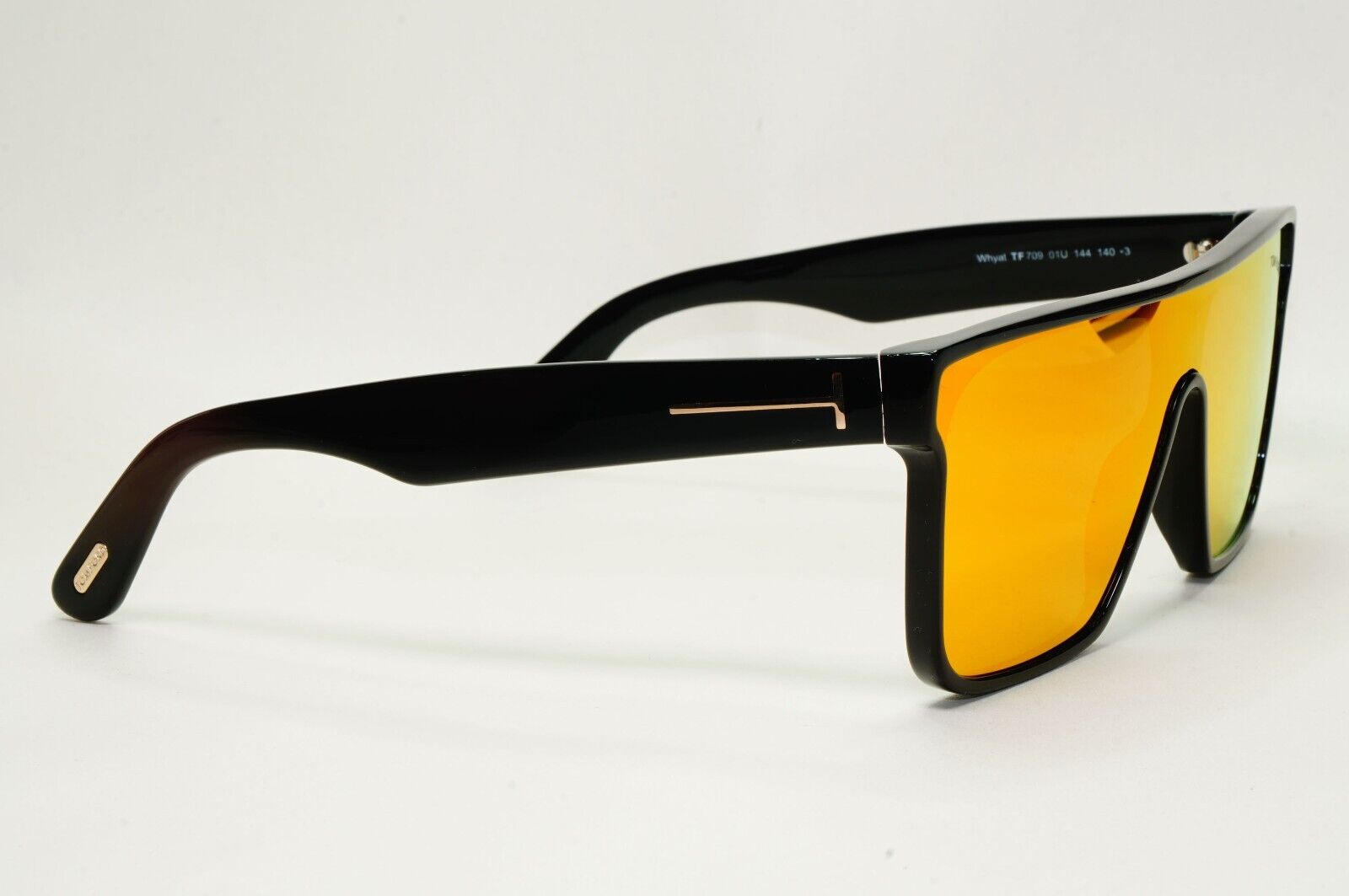 Tom Ford Sunglasses Whyat Black Orange Mirror Shield Visor FT0709 TF 709 01U