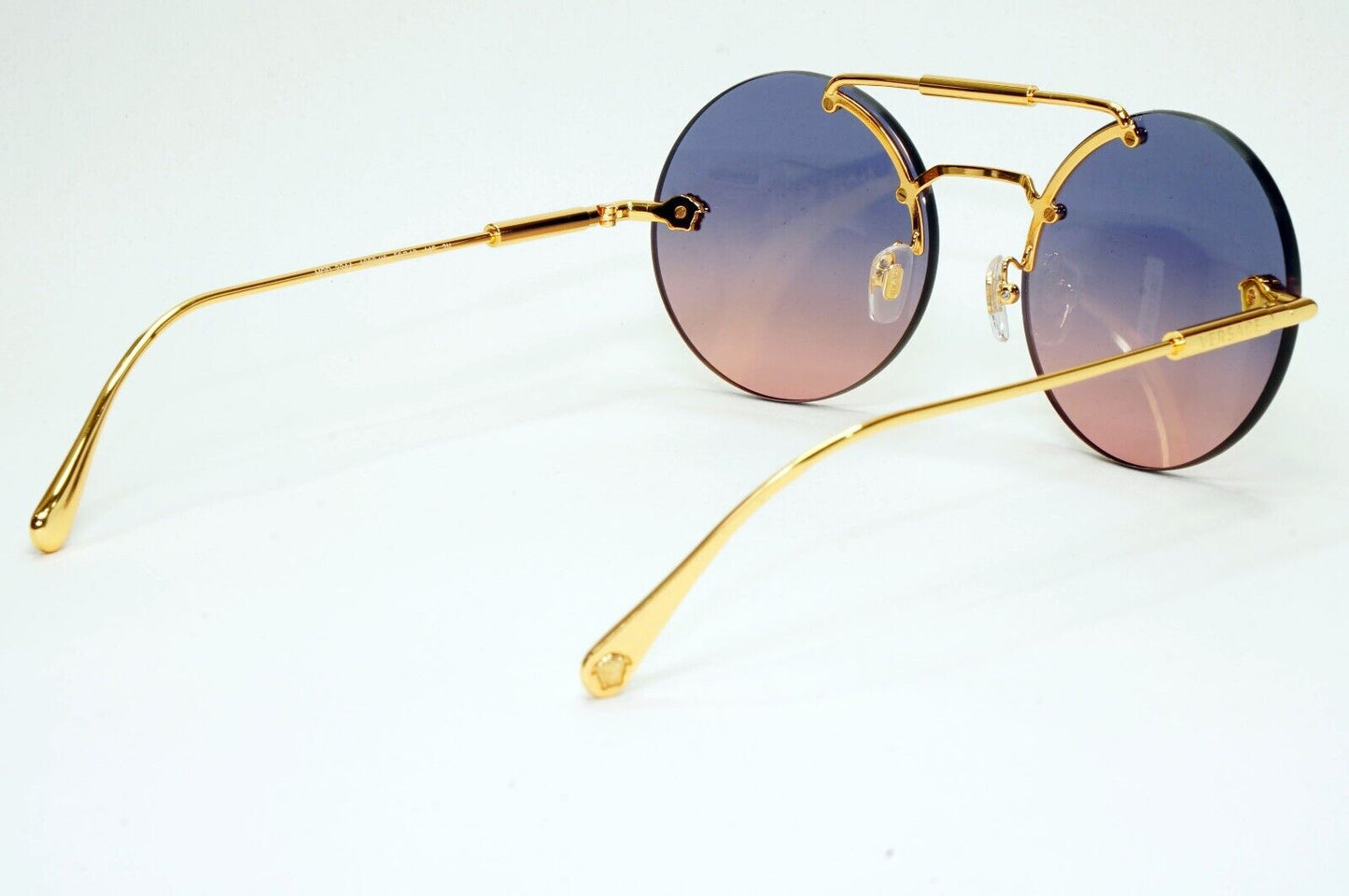 Versace Sunglasses Rimless Gold Medusa Blue Gradient Pink MOD VE 2244 1002/I6