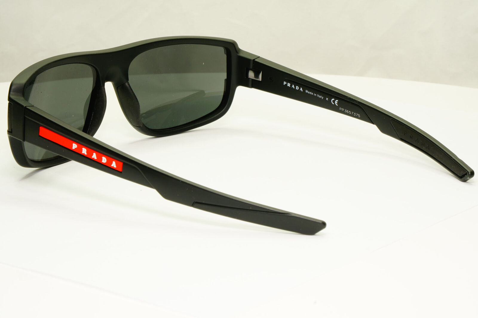 Prada Black Sunglasses Mens Designer Red Rectangle SPS 03W DG0-06F PS03WS