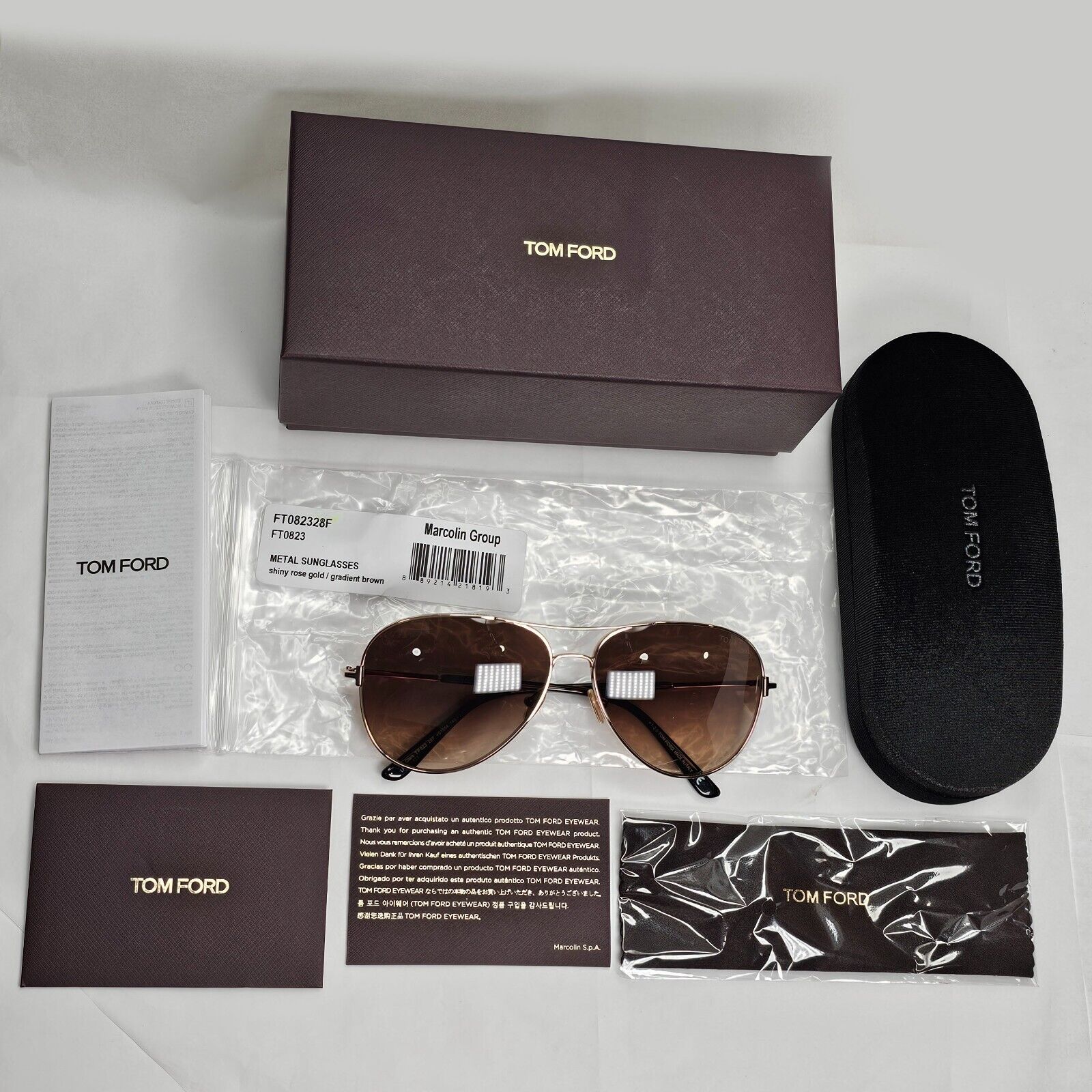 Tom Ford Sunglasses Clark Gold Pilot Metal Brown Gradient FT0823 TF 823 28F [A]