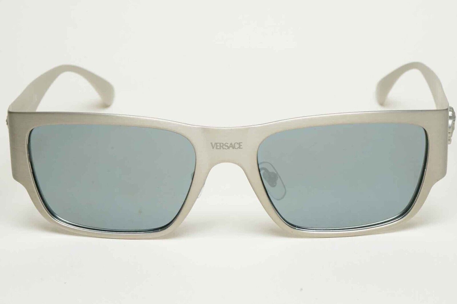 Versace Sunglasses Silver Medusa Square Brushed Metal MOD VE 2262 1266/6G 56mm
