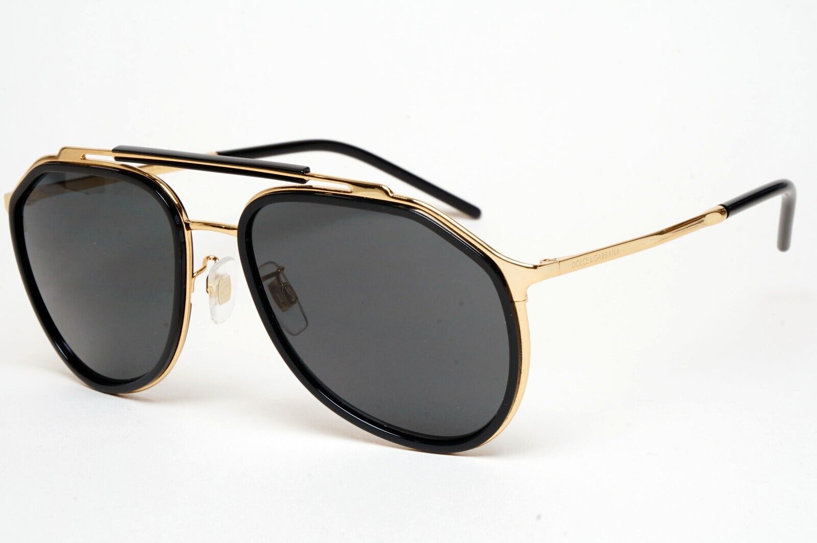 Dolce & Gabbana Sunglasses Black Gold Pilot Brow Bar D&G DG 2277 02/87 57mm
