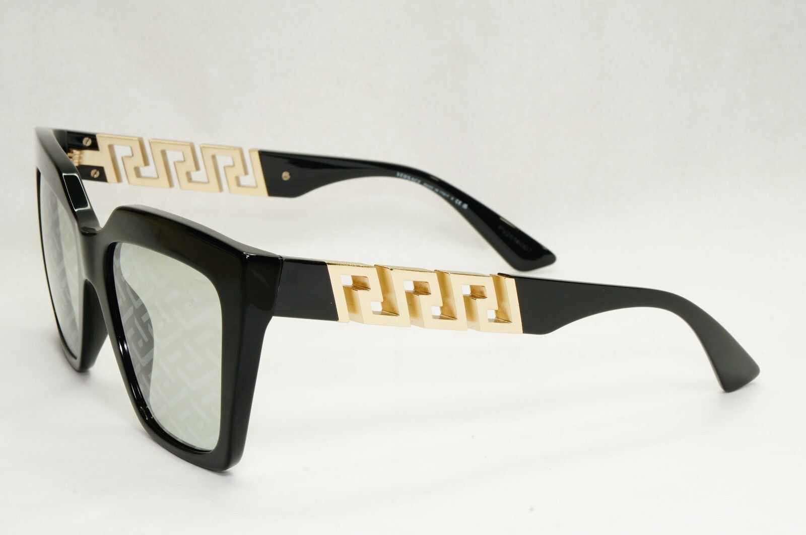 Versace Sunglasses Monogram Mirror Black Gold Meander MOD VE 4418 GB1/AL