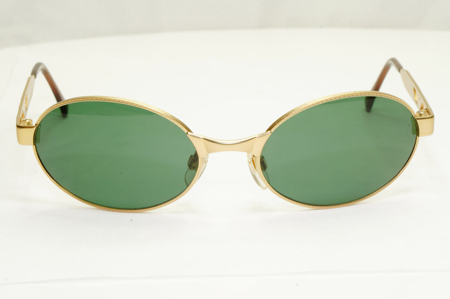 Emporio Armani 1997 Vintage Gold Sunglasses Oval Metal Green Eagle 052-S 904
