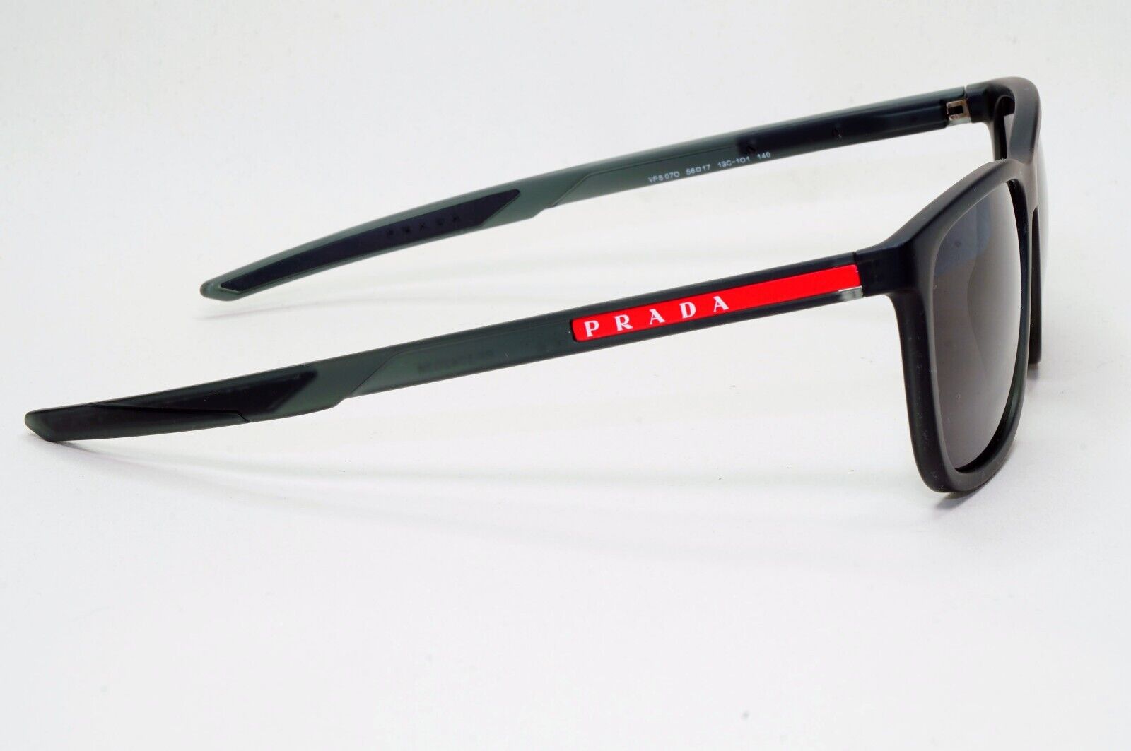 Prada Sunglasses Black Transparent Rubber Square PS07OV VPS 07O 13C-1O1 56mm