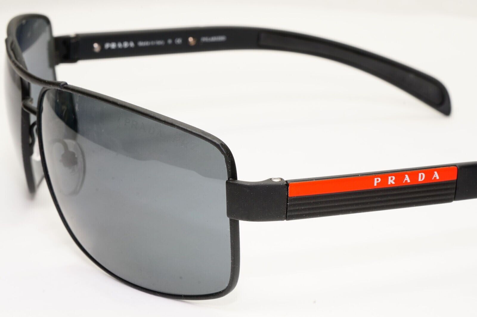 Prada Sunglasses Black Polarized Wrap Pilot PS54IS SPS 54I DG0-5Z1 [a] 39025