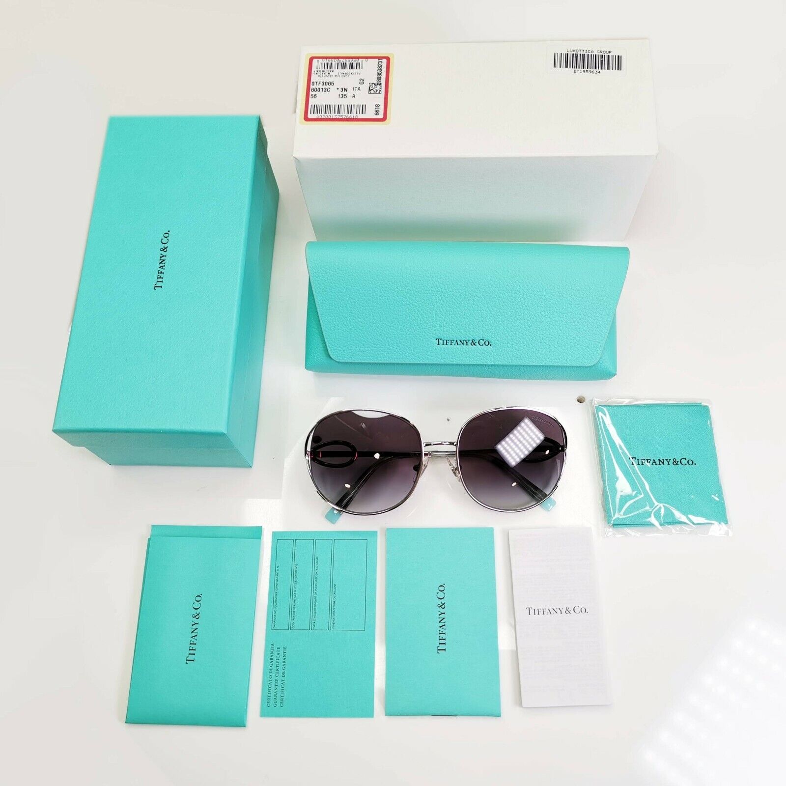 Tiffany & Co Silver Grey Fade Infinity Large Womens Sunglasses TF 3065 6001/3C