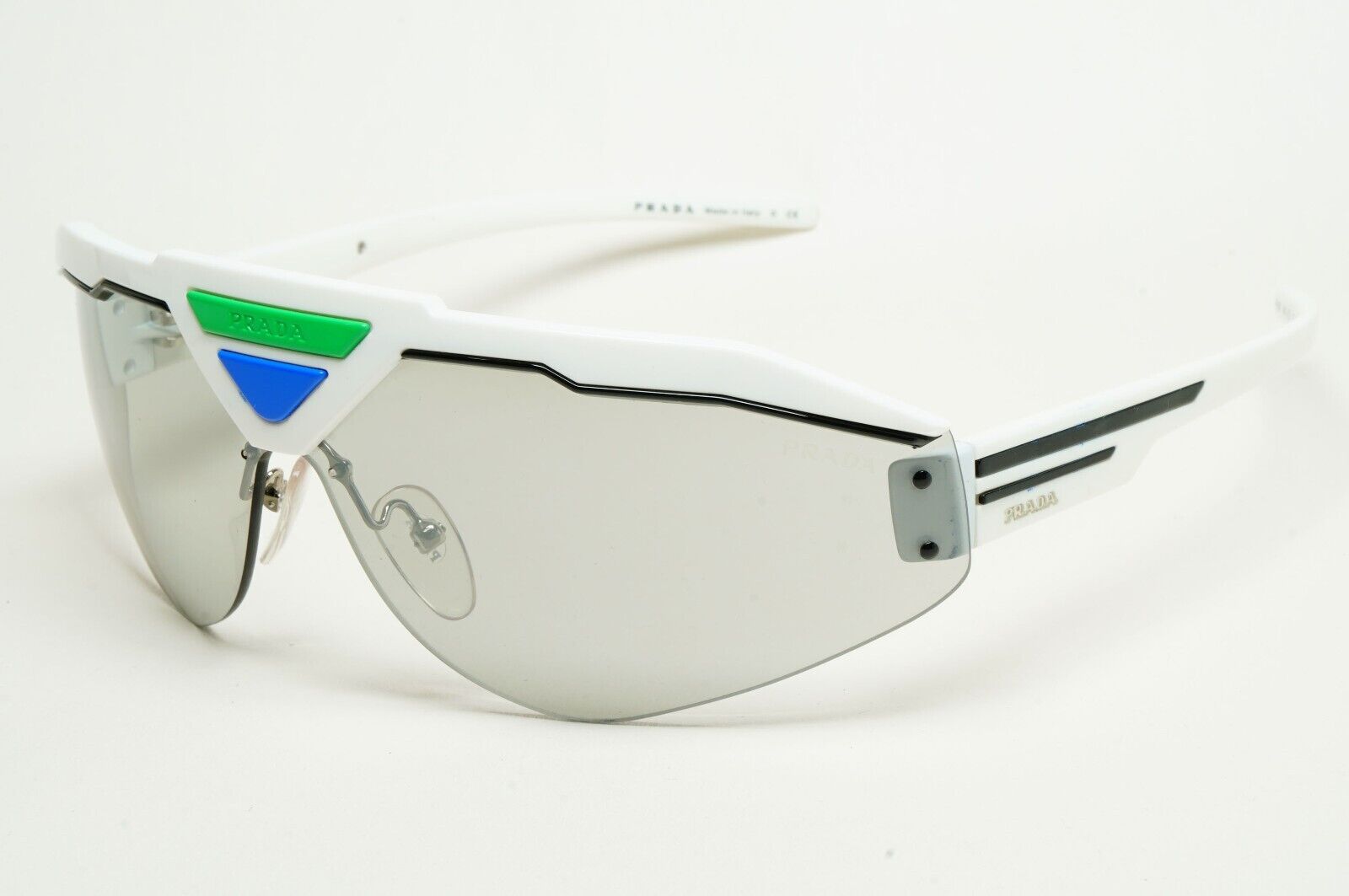 Prada Sunglasses Triangle White Shield Catwalk PR69VS SPR 69V 461-1I2 [b] 231124