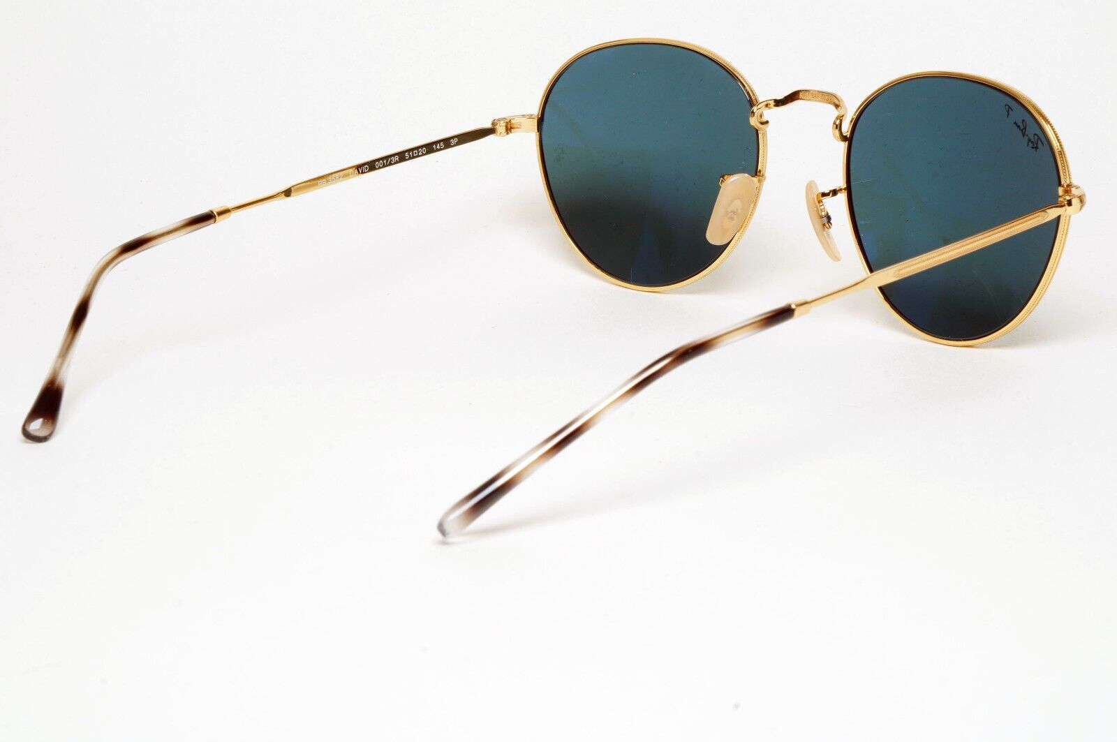 Ray-Ban Sunglasses David  Gold Dark Blue Round RB 3582 001/3R 51mm