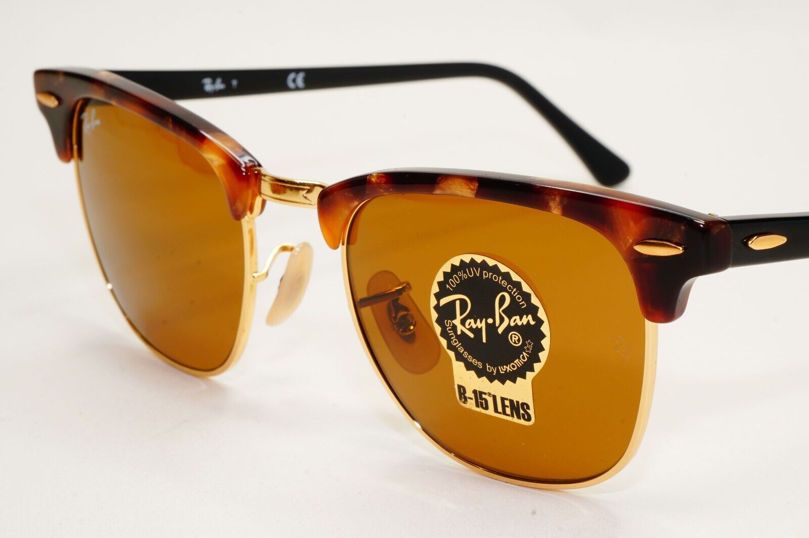 Ray-Ban Sunglasses Clubmaster Fleck Havana Brown Black Gold RB 3016 1160 49mm