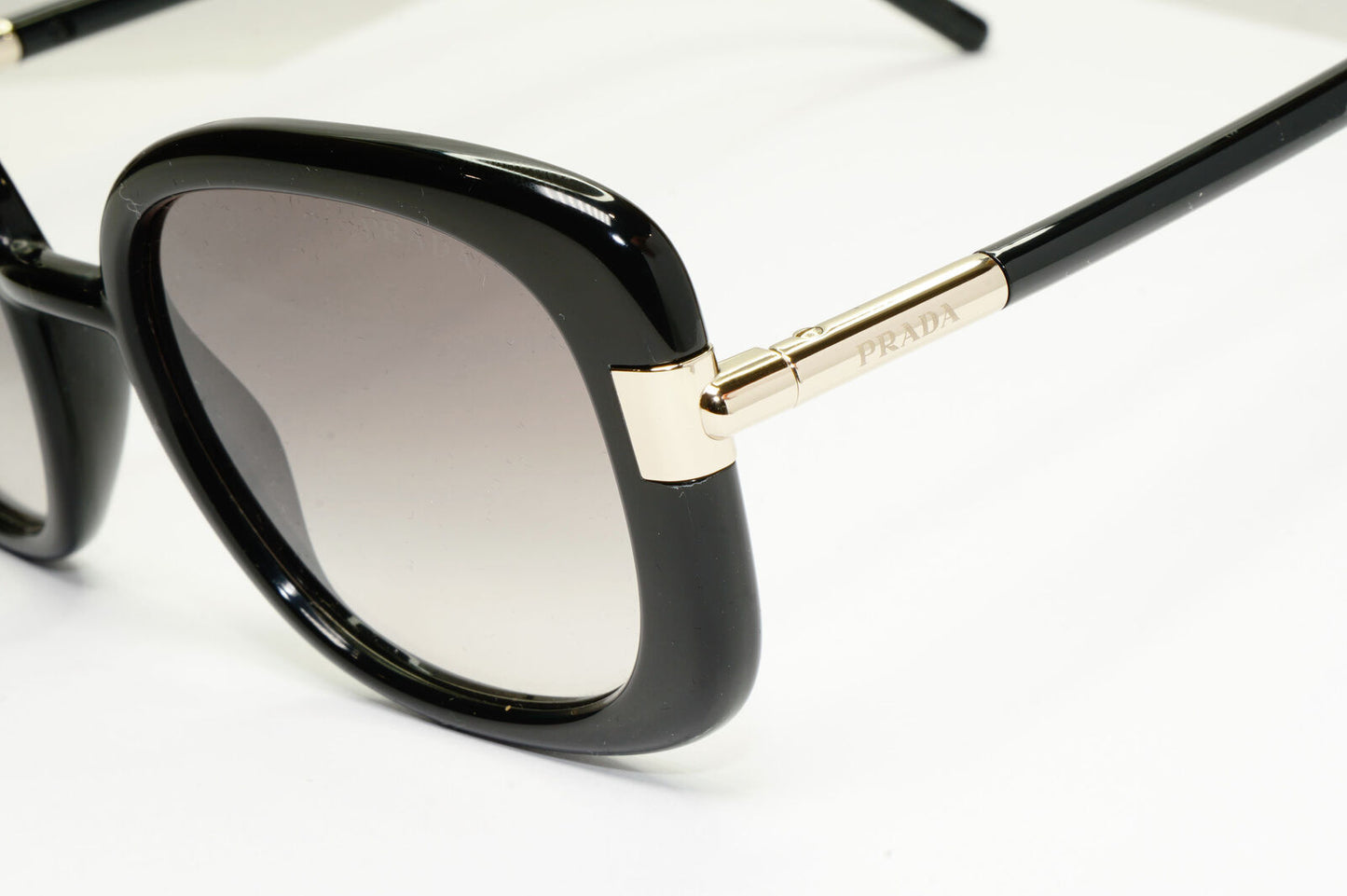 Prada Sunglasses Black Gold Square Grey Gradient 53mm PR04WS SPR 04W 1AB-0A7