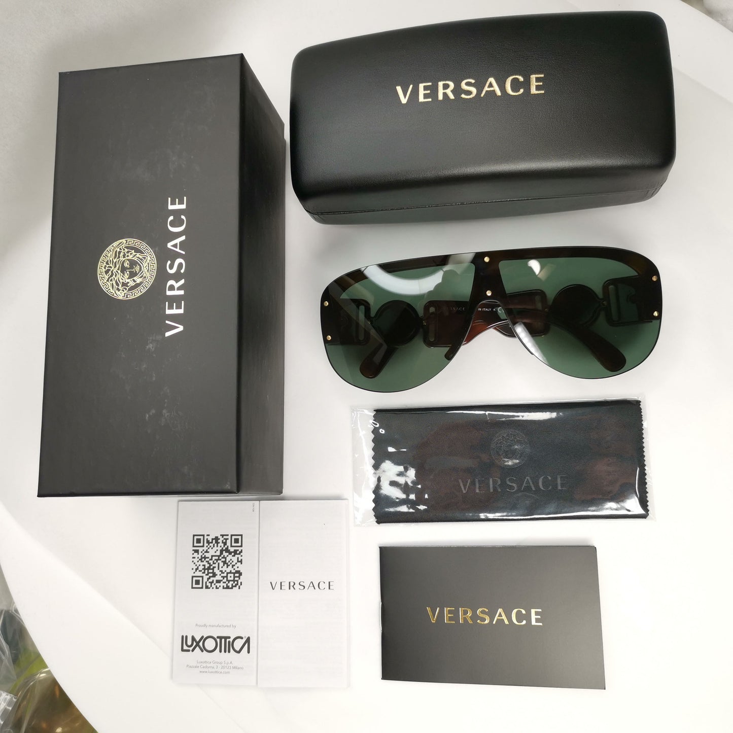 Versace Sunglasses Medusa Shield Brown Gold Green Visor MOD 4391 5317/71