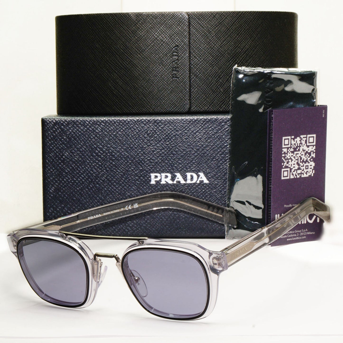 Prada Sunglasses Navigator Transparent Grey Pilot Blue SPR 07W PR07WS 04L-420