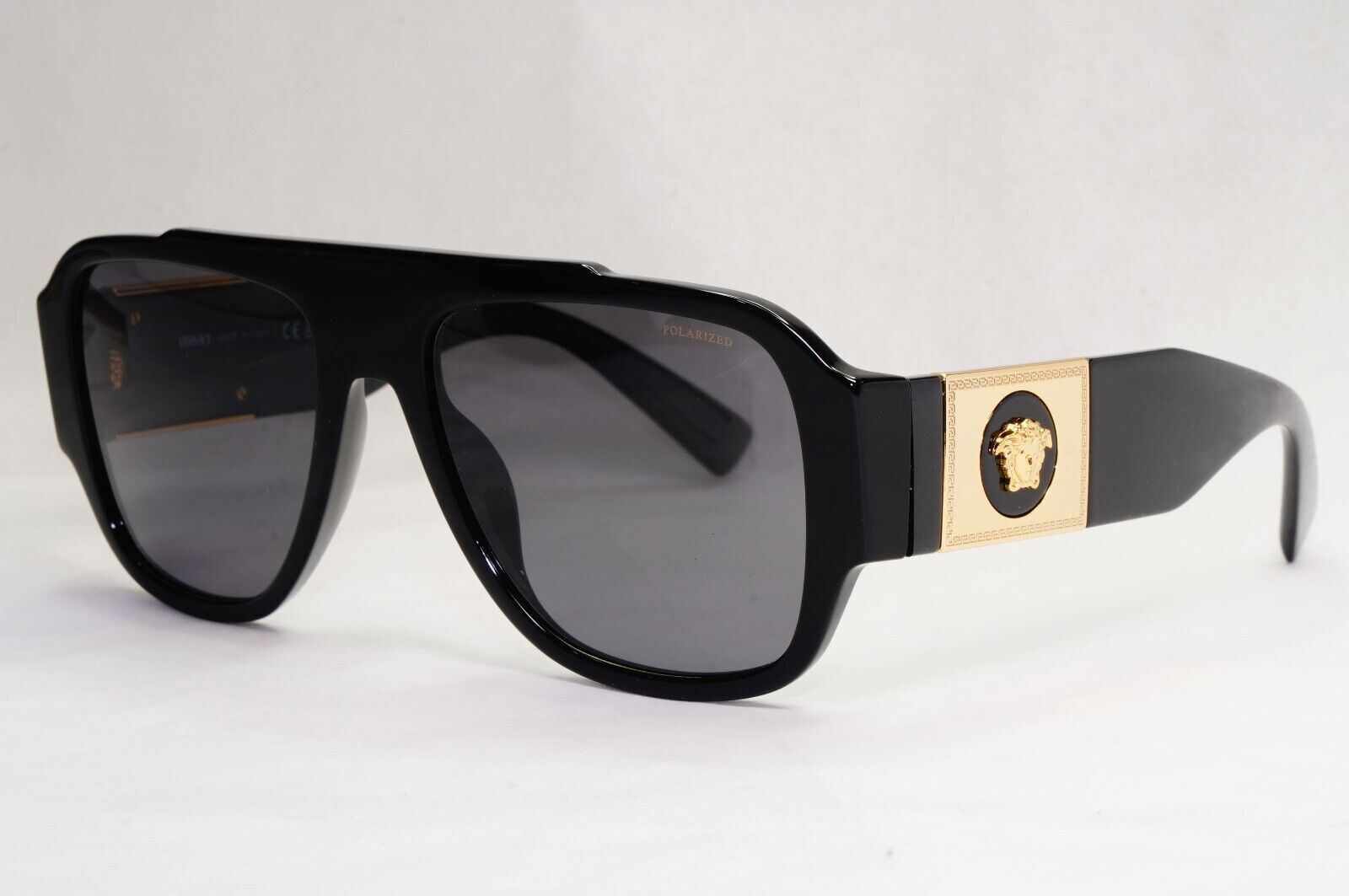 Versace Sunglasses Polarized Black Gold Medusa Square Biggie MOD VE 4436U GB1/81