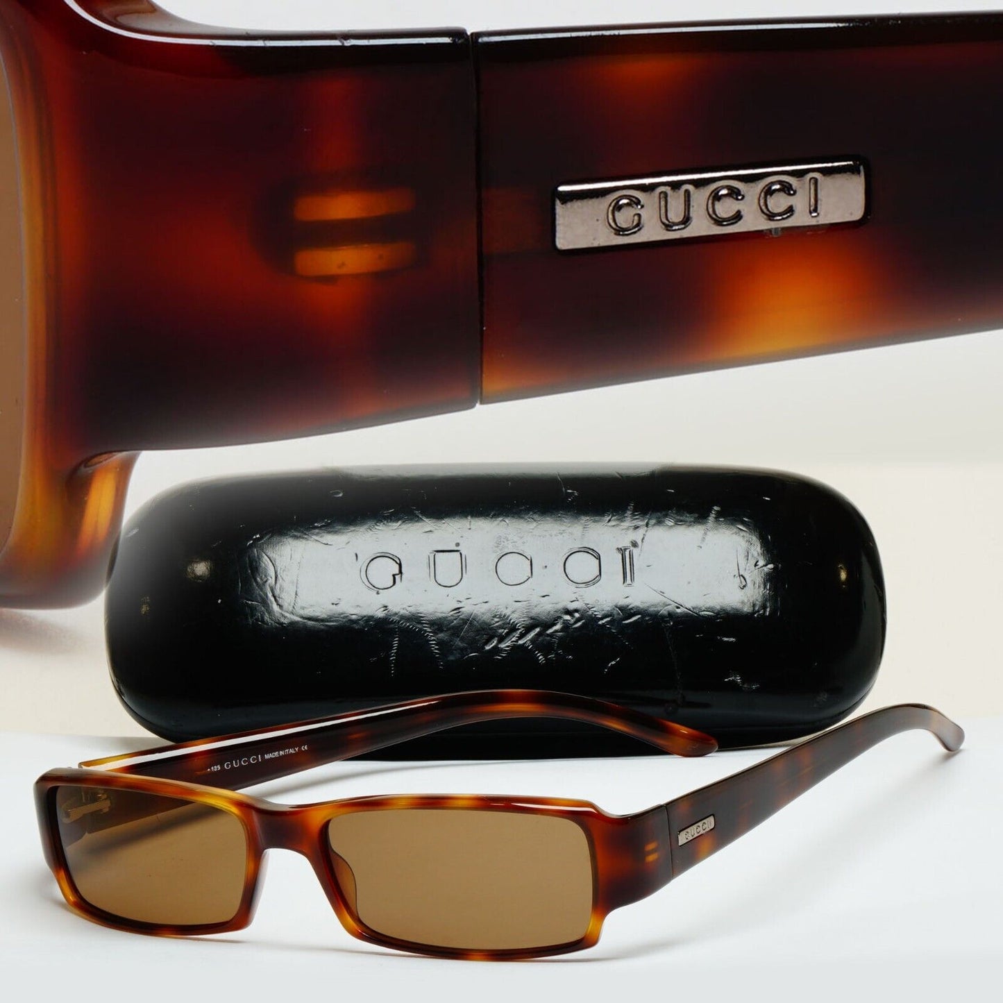 Gucci Sunglasses 1998 Vintage Brown Rectangle Tortoise GG 1438/N/S 05L 100125