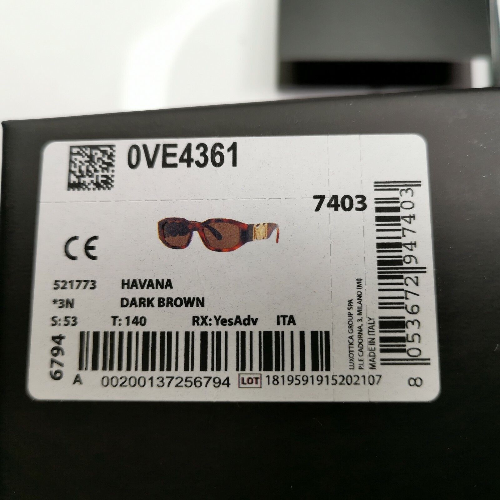 Versace Gold Medusa Brown Rectangle Mens Womens Sunglasses MOD 4361 5217/73