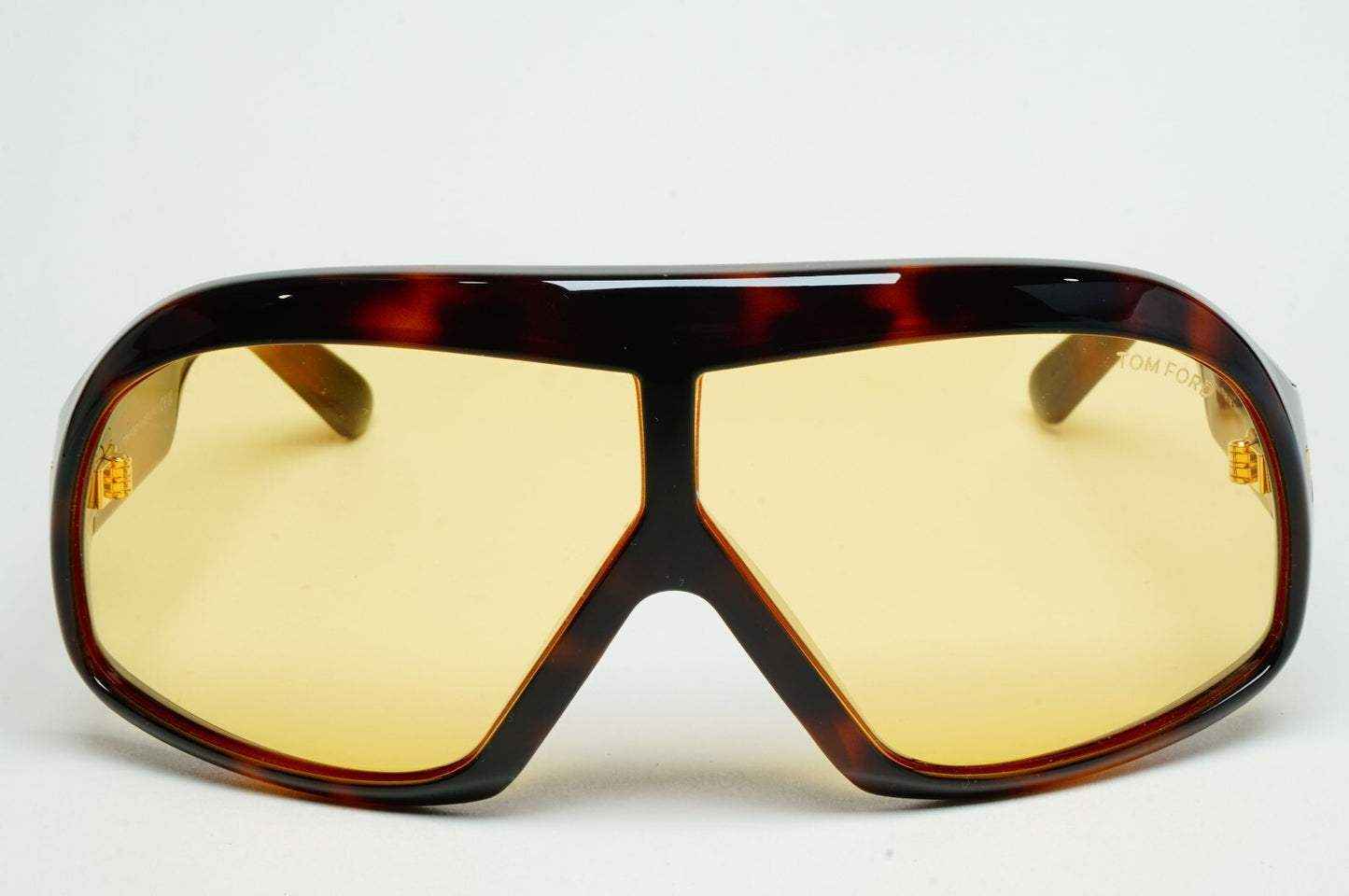 Tom Ford Sunglasses Cassius Brown Tortoise Yellow Wrap Visor FT0965 TF 965 52E A