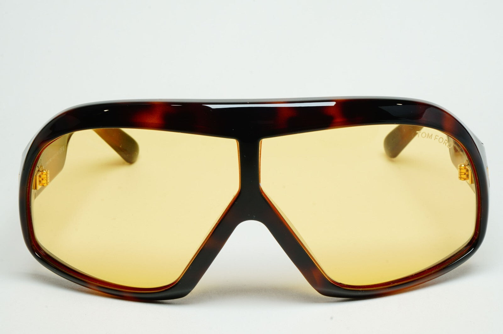 Tom Ford Sunglasses Cassius Brown Tortoise Yellow Wrap Visor FT0965 TF 965 52E A