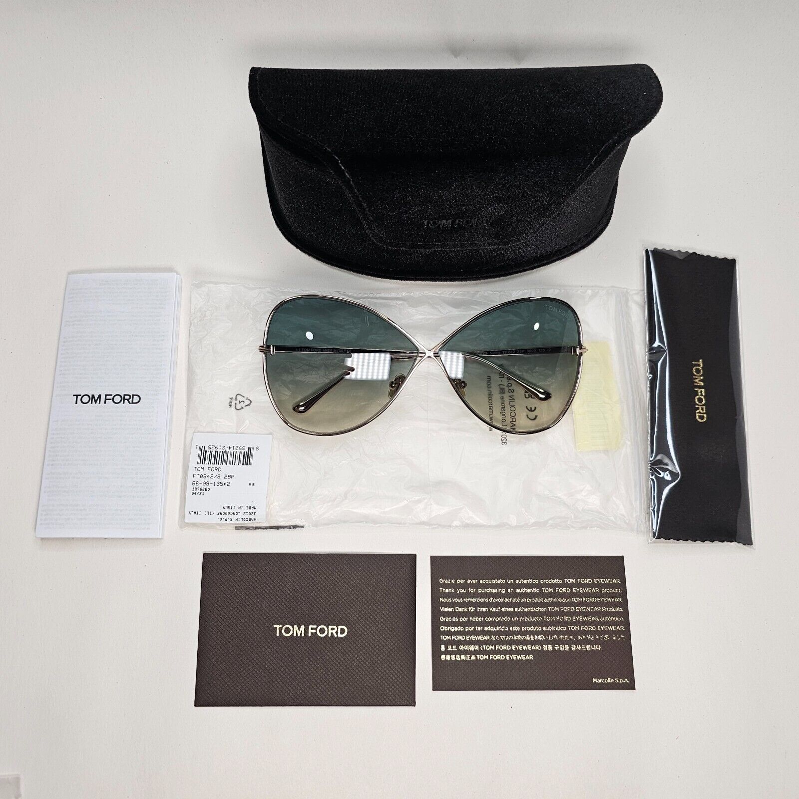 Tom Ford Sunglasses Nickie Rose Gold Green Gradient Butterfly TF0842 TF 842 28P