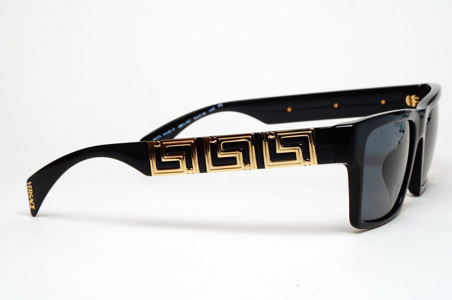 Versace Sunglasses Black Gold Meander Square Grey MOD VE 4445-F GB1/87 54mm