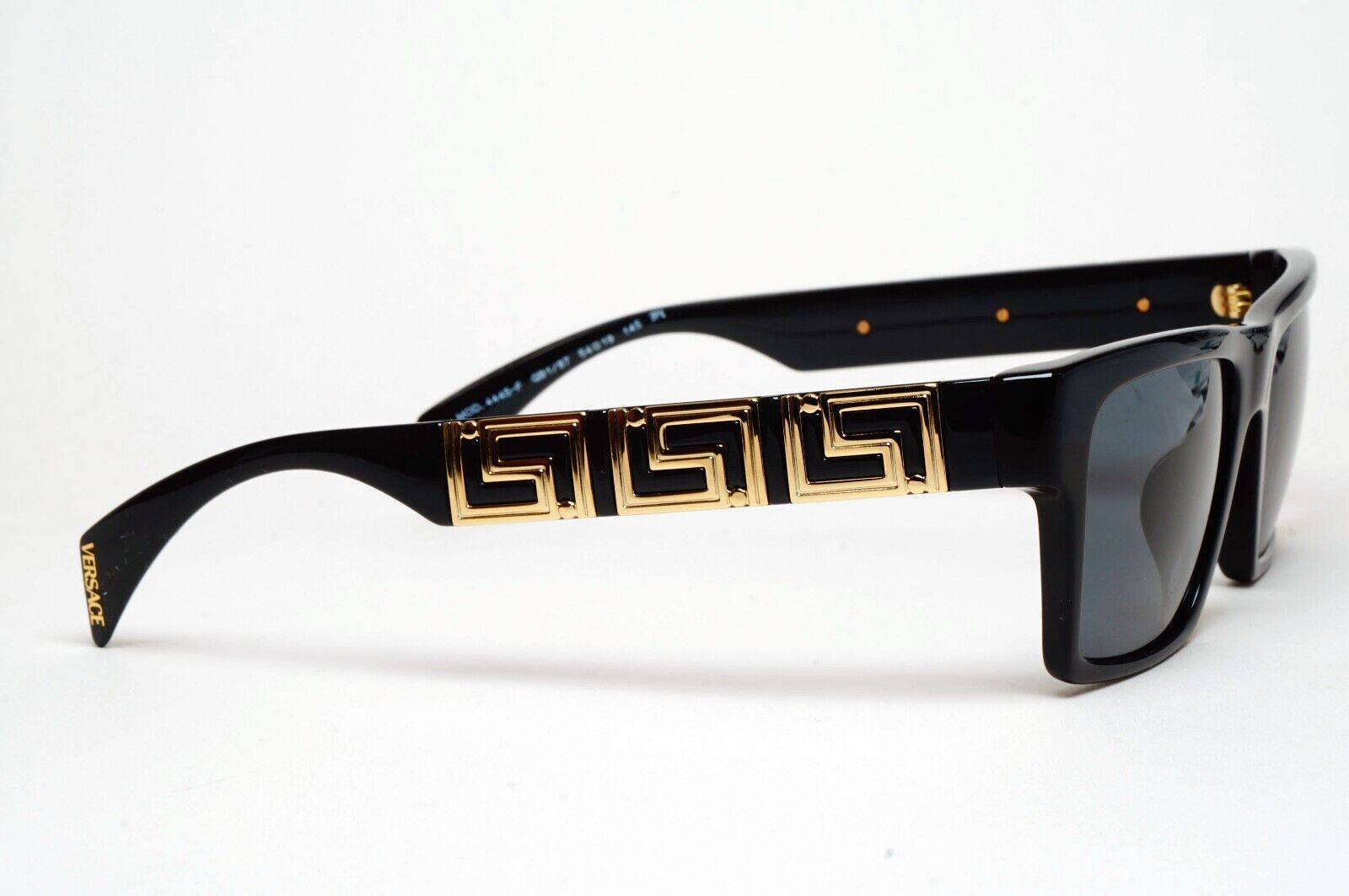 Versace Sunglasses Black Gold Meander Square Grey MOD VE 4445-F GB1/87 54mm