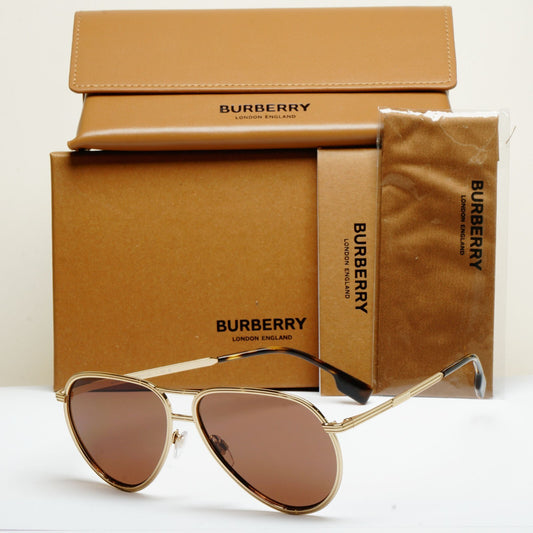 Burberry Sunglasses Scott Gold Metal Pilot Brown BE 3135 1109/73 59mm