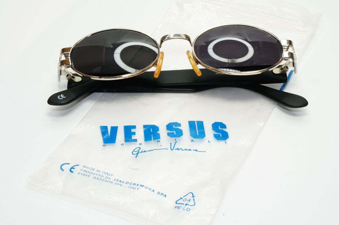 Versus 1996 by Gianni Versace Vintage Silver Black Sunglasses MOD F30 COL 12M