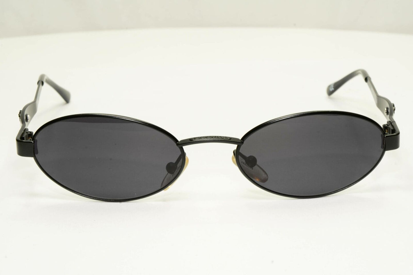 Gianni Versace 1996 Vintage Black Medusa Oval Metal Sunglasses MOD S08 COL 028