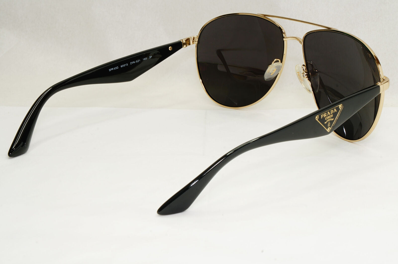 Prada Sunglasses Triangle Logo Black Gold Pilot PR53QS SPR 53Q ZVN-5Z1 130224