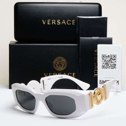 Versace Sunglasses Gold Medusa White Biggie Oversized Square MOD 4425U 314/87