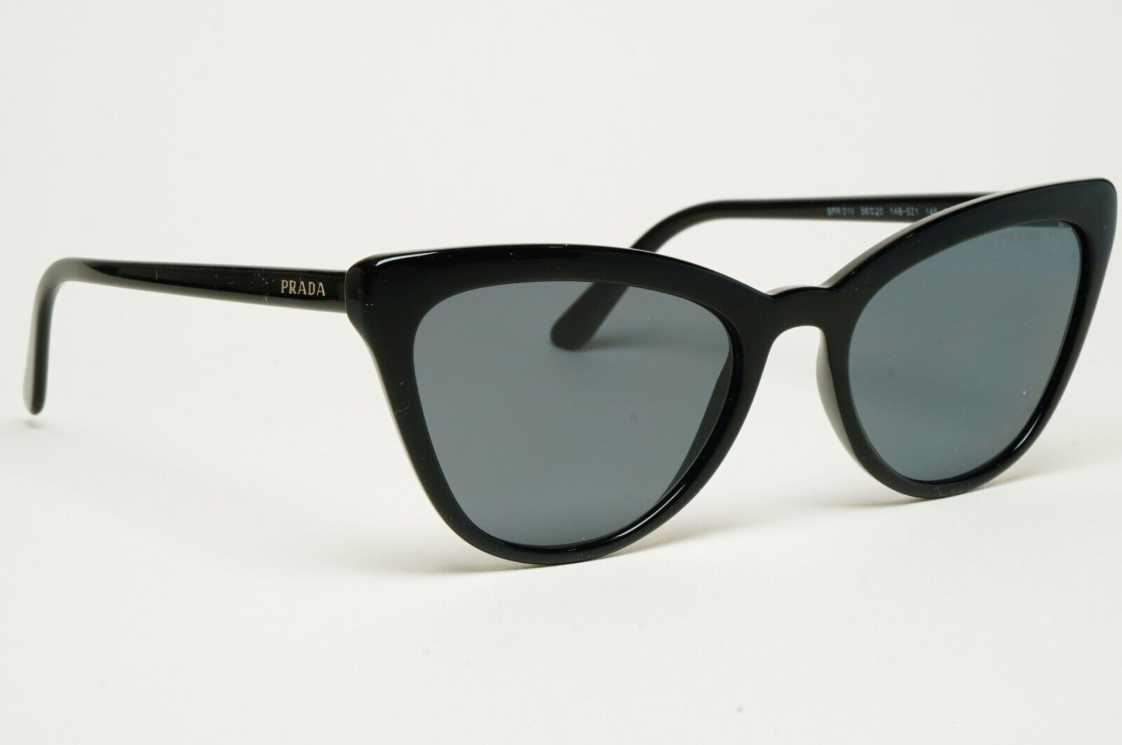 Prada Sunglasses Polarized Black Dark Grey Cat Eye PR01VS SPR 01V 1AB-5Z1 110225