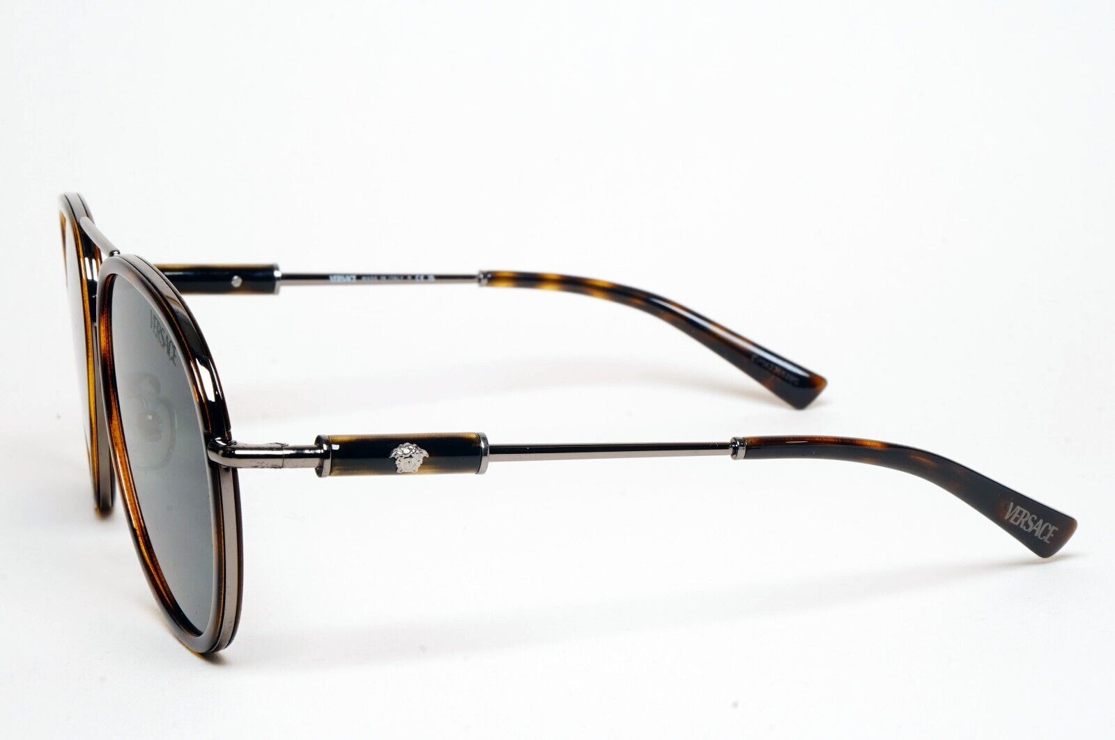 Versace Sunglasses Oversized Pilot Brown Havana Gunmetal MOD VE 2260 1001/87