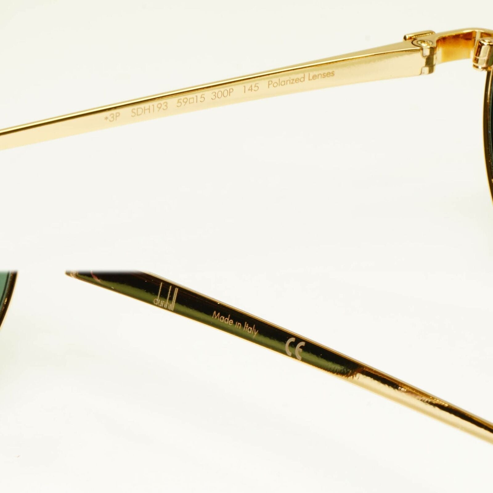 Authentic Dunhill Polarized Gold Metal Pilot Green Mens Sunglasses SDH 193 300P