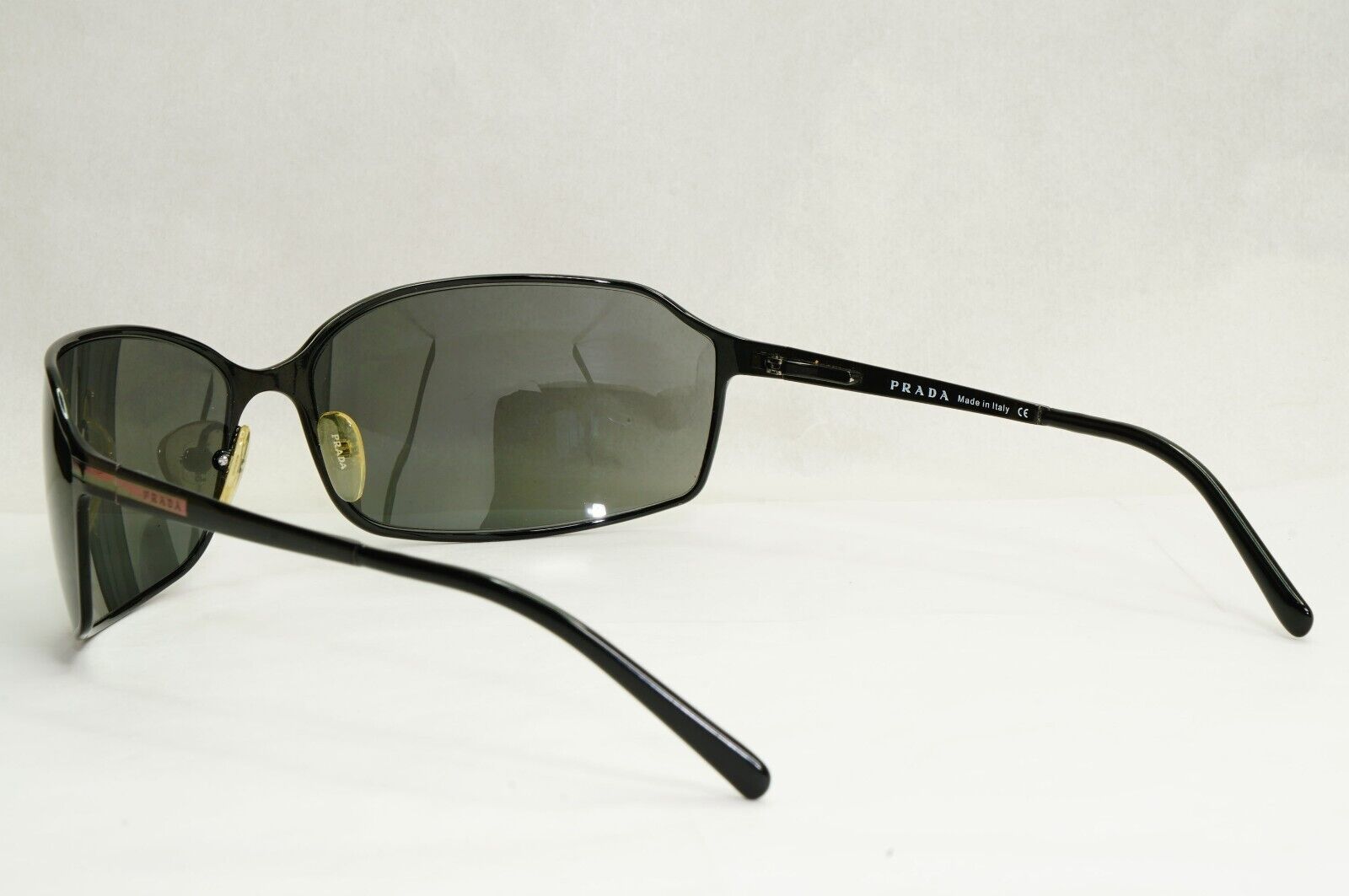 Prada Sunglasses 2006 Vintage Black Grey Wrap Metal PR58GS SPR 58G 1BO1A1 270324