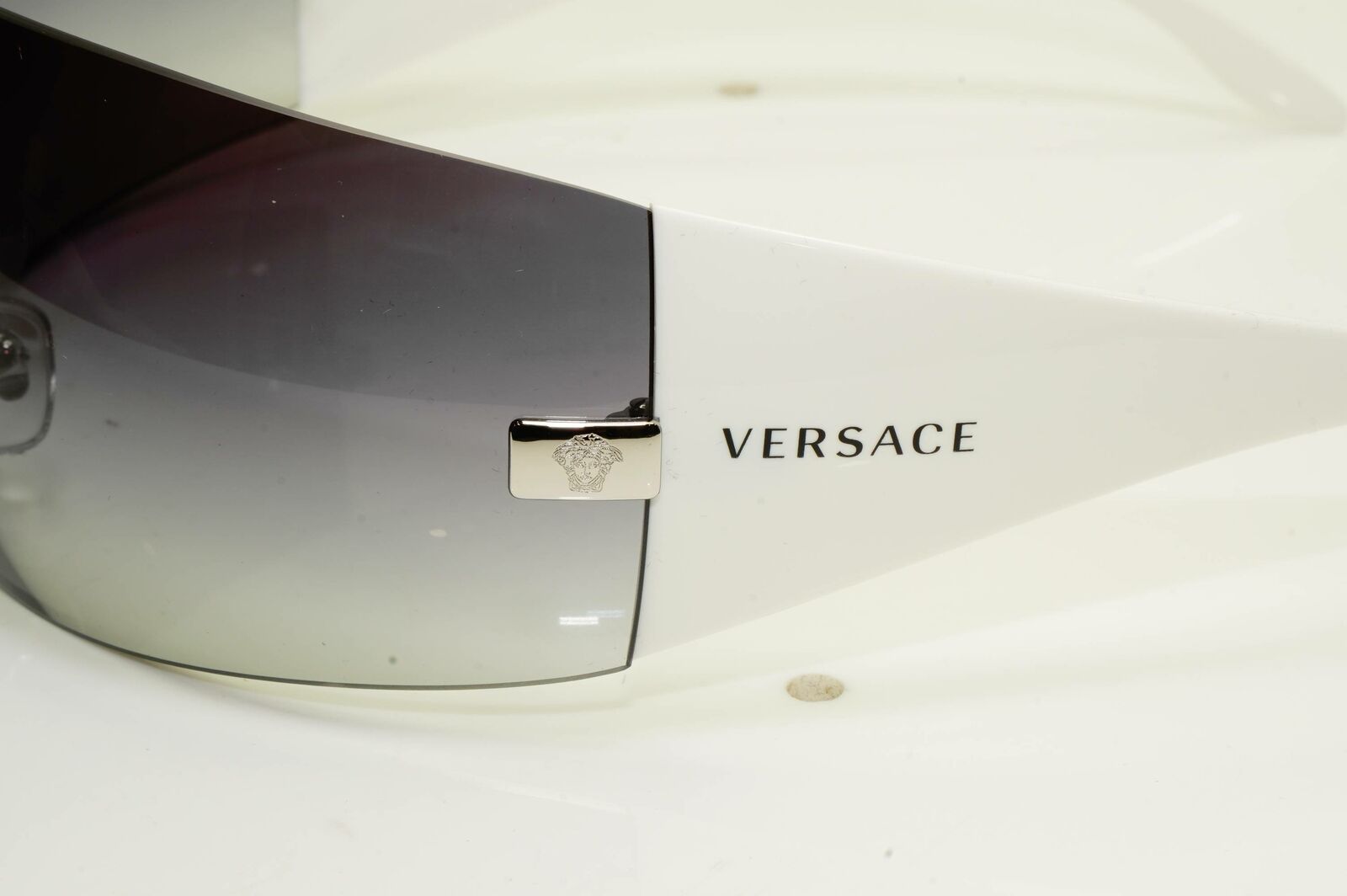 Authentic Versace Sunglasses White Shield Mens Womens Visor Ski 2054 1000/8G