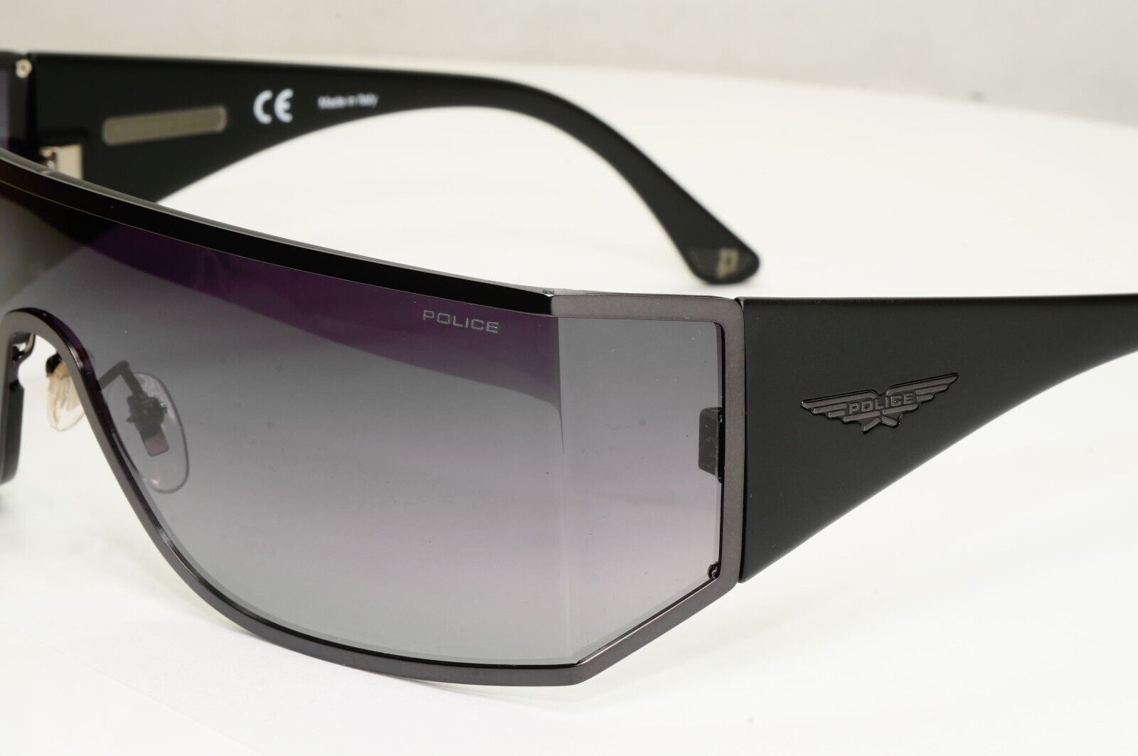 Police Black Shield Sunglasses Gradient Smoke Visor SPL 892 Origins 5 COL 0627 A