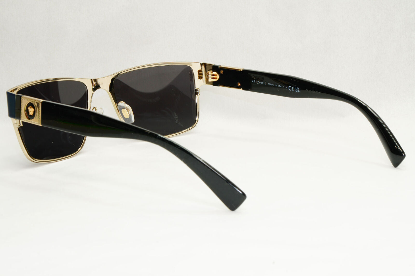 Versace Sunglasses Dark Blue Black Gold Square Metal Rectangle MOD VE 1274  55mm