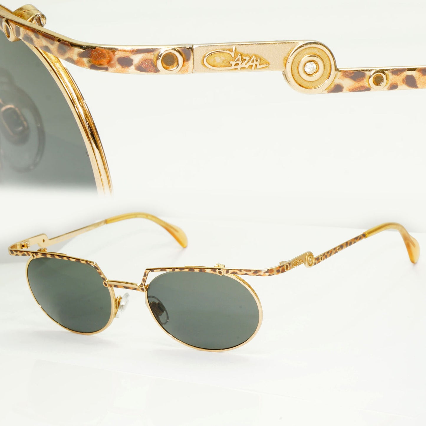 Cazal 1990s Sunglasses Vintage Germany Gold Leopard MOD 288 COL 653 37484
