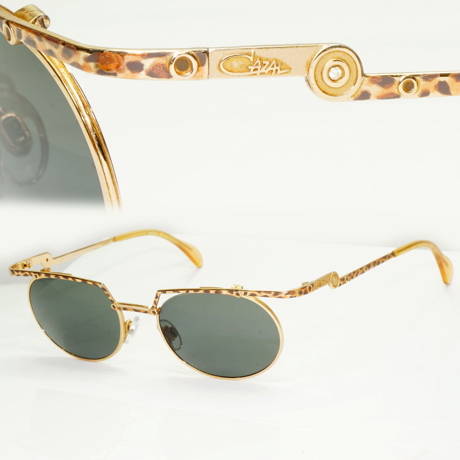 Cazal 1990s Sunglasses Vintage Germany Gold Leopard MOD 288 COL 653 37484