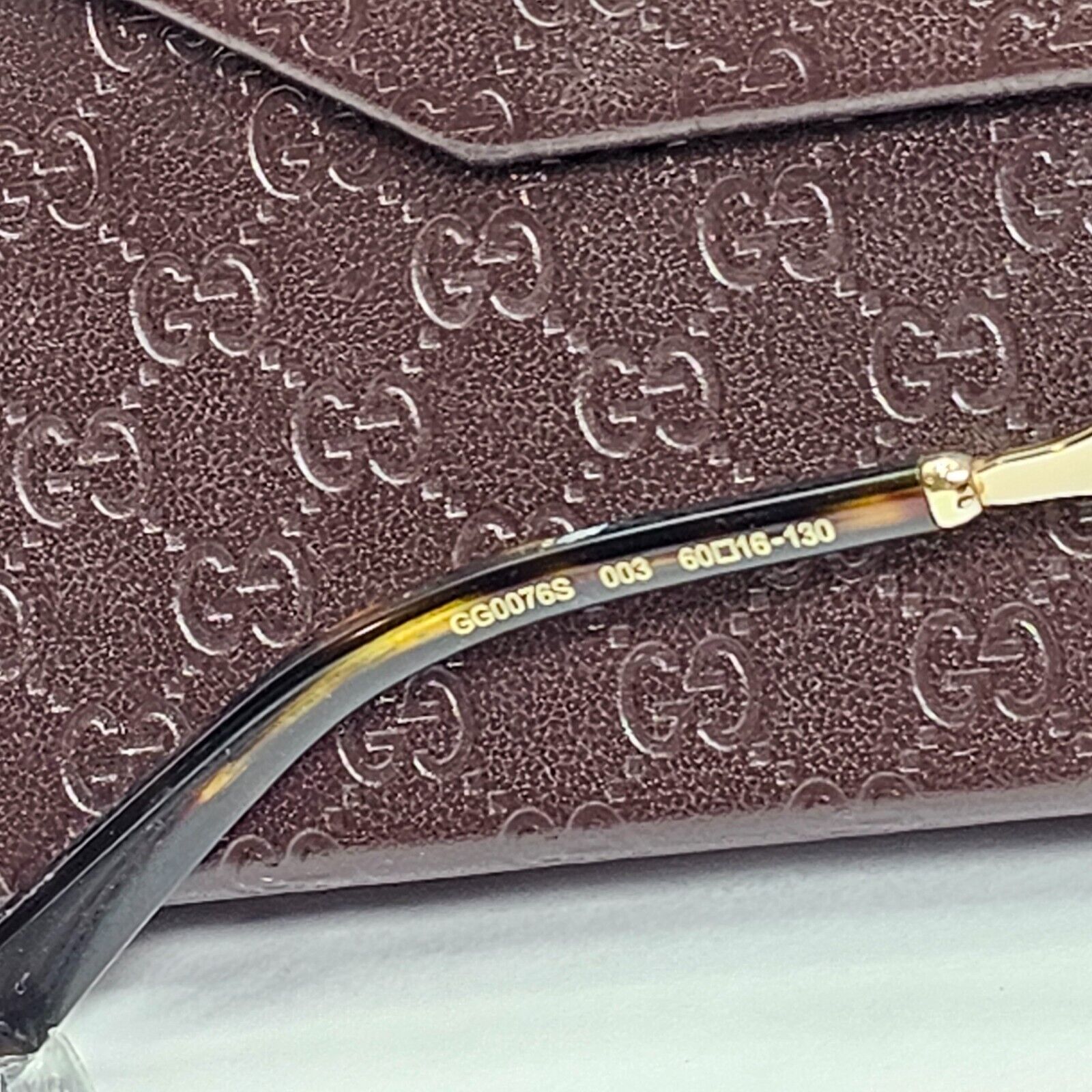 Gucci Sunglasses 2017 Gold Brown Tortoiseshell Square GG 0076S 003 60mm 051223