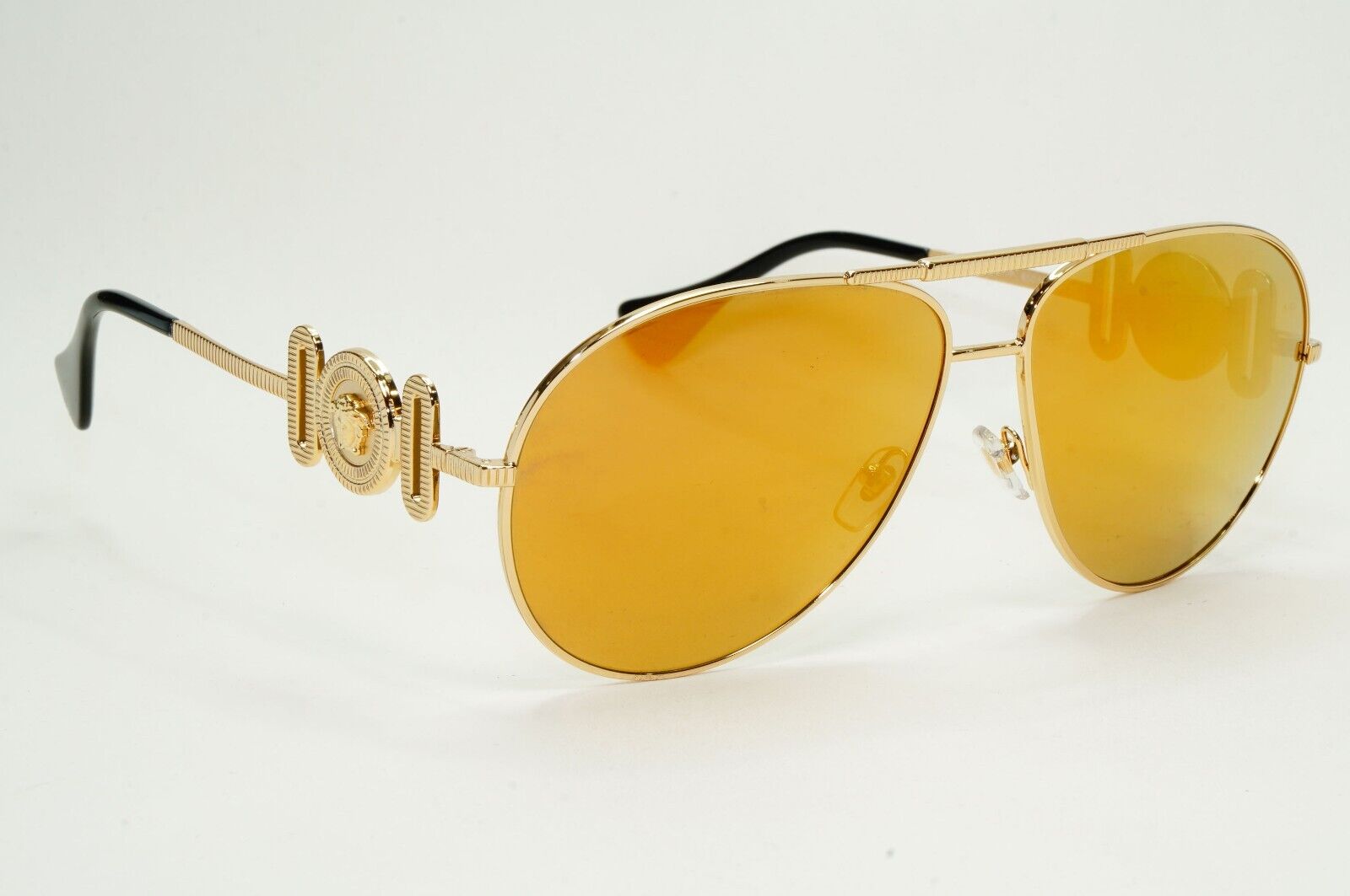 Versace Sunglasses Gold Mirror Large Metal Pilot MOD VE 2249 1002/7P 65mm