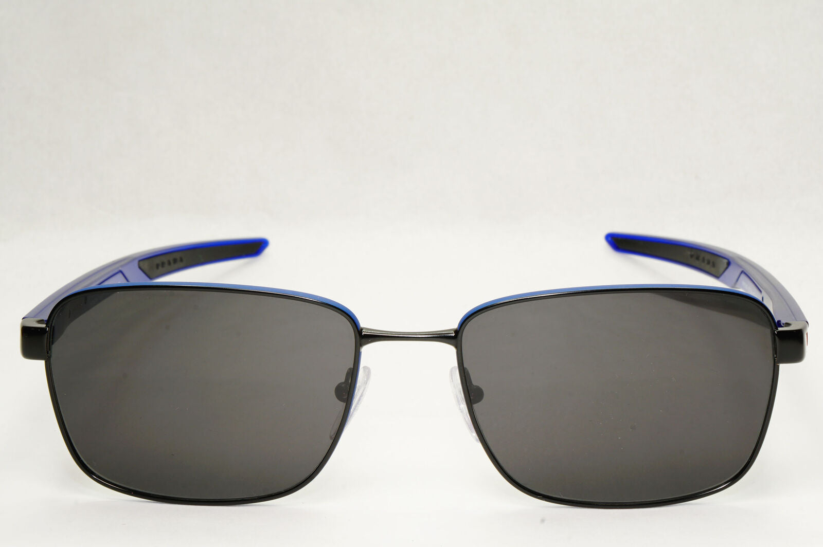 Prada Sunglasses Black Blue Square Red Stripe PS54OV VPS 54O 16C-1O1 57mm
