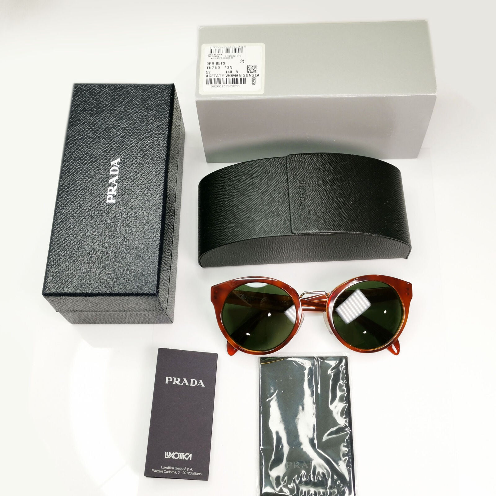 Prada Brown Green Sunglasses Tortoiseshell Gold Womens SPR 05T PR05TS TH7-1I0