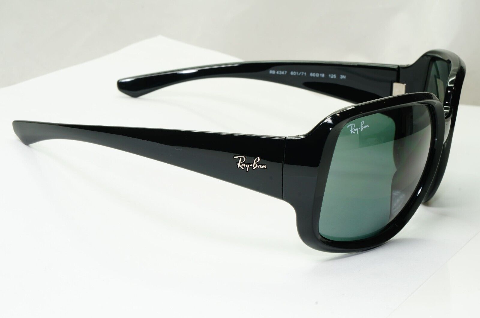 Ray-Ban Sunglasses Square Oversized Black Dark Green Powderhorn RB 4347 601/71