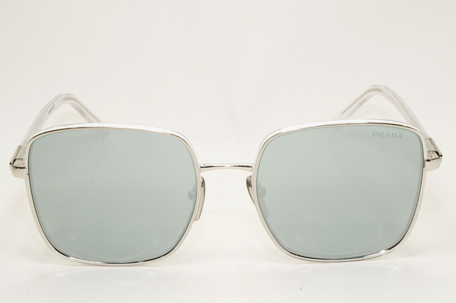 Prada Sunglasses Silver Mirror Large Square Oversized PR55YS SPR 55Y 1BC-02R