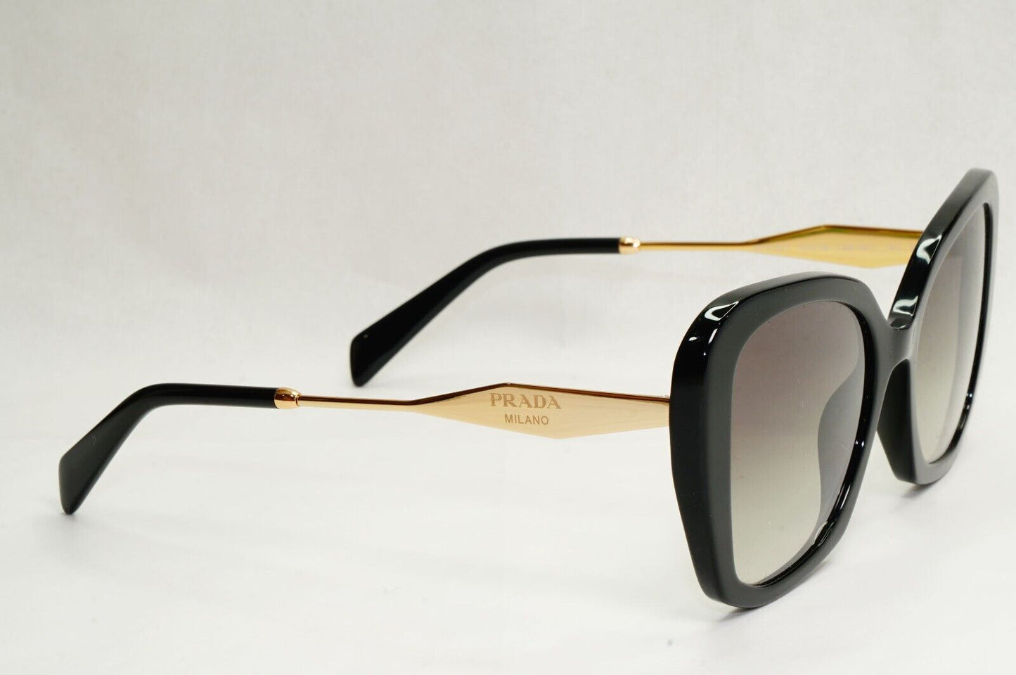 Prada Sunglasses Black Gold Square Grey Gradient Milano PR03YS SPR 03Y 1AB-0A7